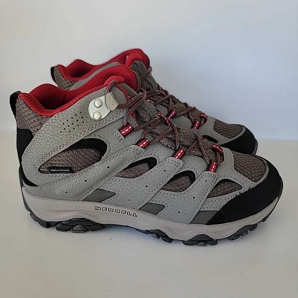 Size 5-Merrell Moab 3 Mid MK265701 Hiking Boots Kids Boulder Red Waterproof